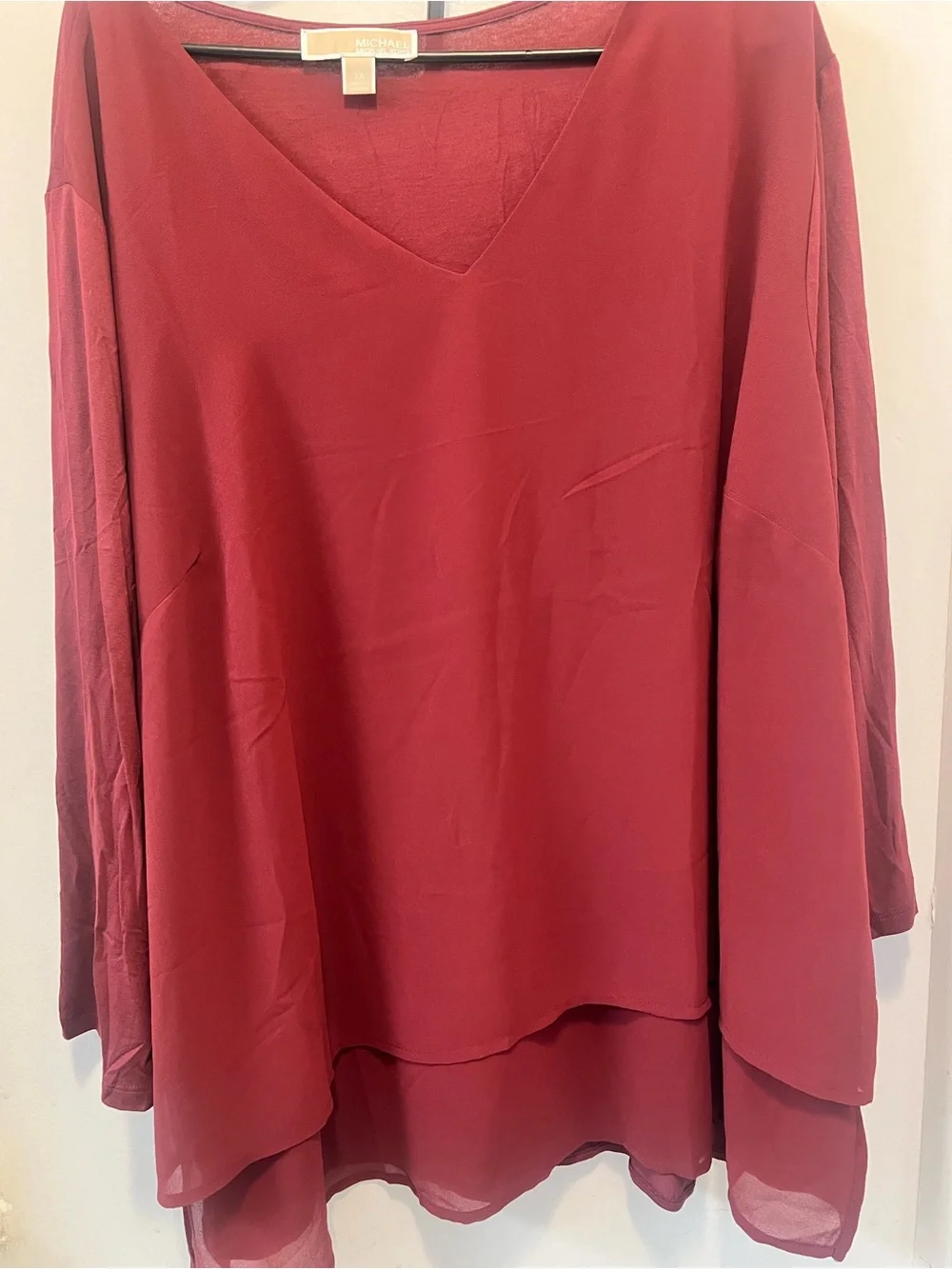 Michael Kors Women's Layered V-Neck Blouse - Wine